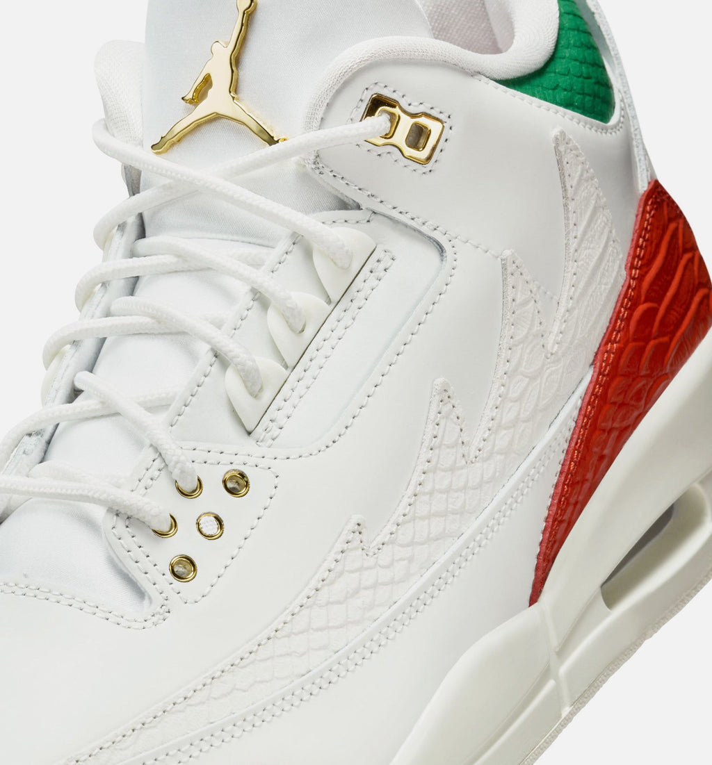 Air Jordan 3 Retro El Vuelo Men's Lifestyle Shoe – Summit White / Pine Green / Dragon Red / Metallic Gold