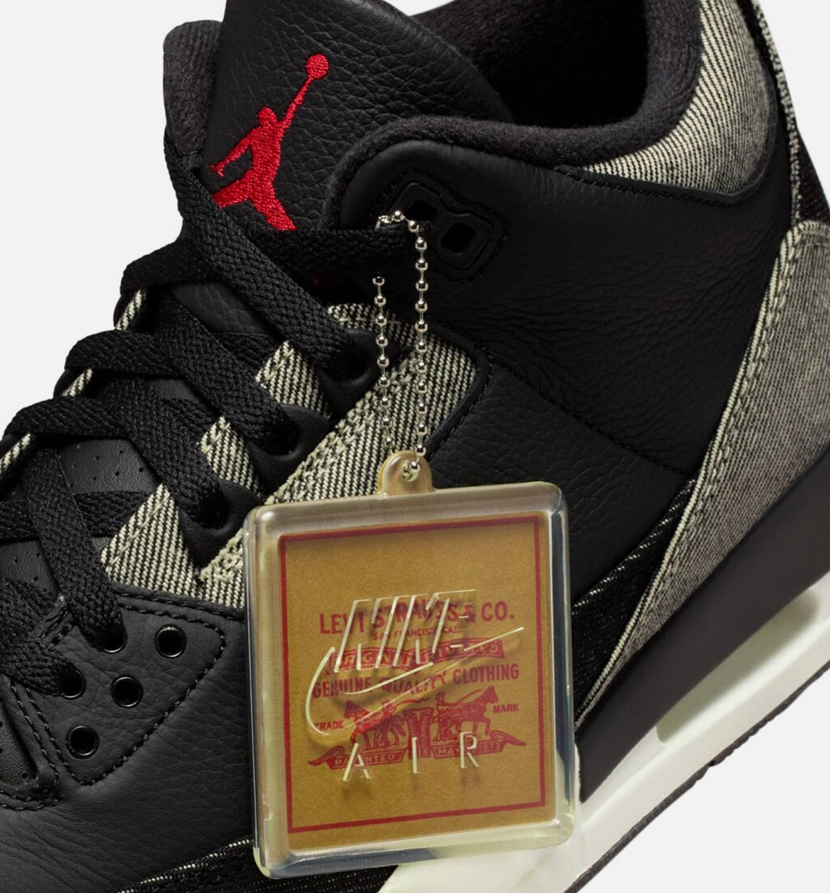 Air Jordan 3 x Levi's Black and White Men's Lifestyle Shoe – Denim / Black / Gym Red