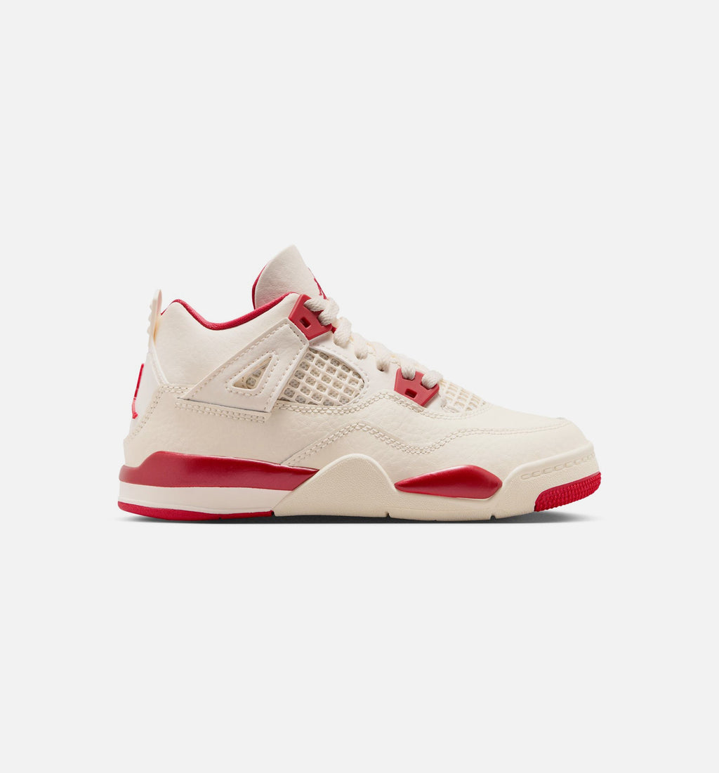 Air Jordan 4 Retro Valentine's Day Preschool Lifestyle Shoe – Pale Ivory / Sierra Red / Tough Red