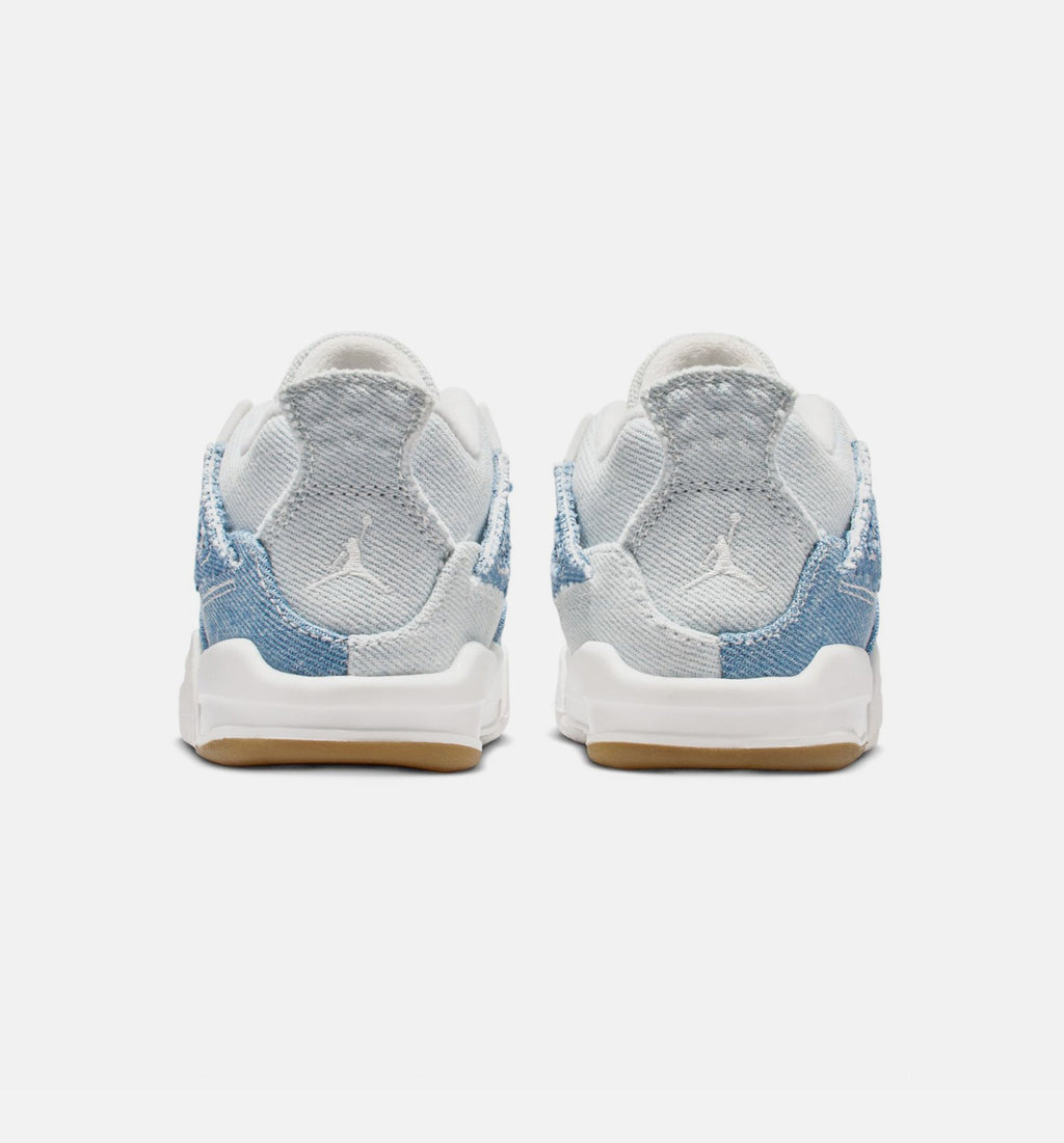 Air Jordan 4 Retro Worn Blue Infant & Toddler Lifestyle Shoe – Sail / Worn Blue / Metallic Gold