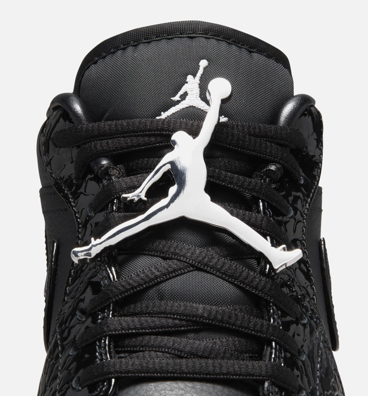 Air Jordan 1 Low Patent Elephant Women's Lifestyle Shoe – Black / White / Metallic Silver