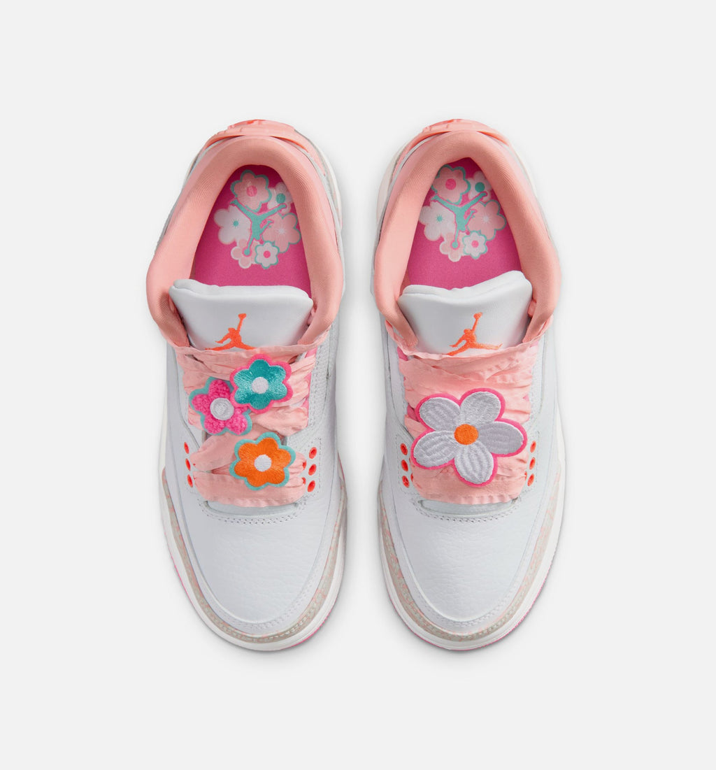 Air Jordan 3 Retro Spring Flowers Grade School Lifestyle Shoe – Pearl Pink / Pink Bloom / Pink Glow / Hyper Orange
