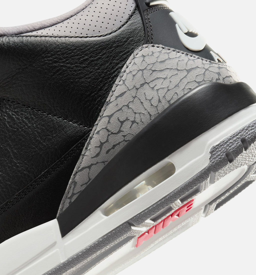 Air Jordan 3 Retro Black Cement Men's Lifestyle Shoe – Black / Fire Red / Cement Grey / Summit White