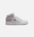 Air Jordan 1 Mid SE Grade School Lifestyle Shoe – White / Field Silver