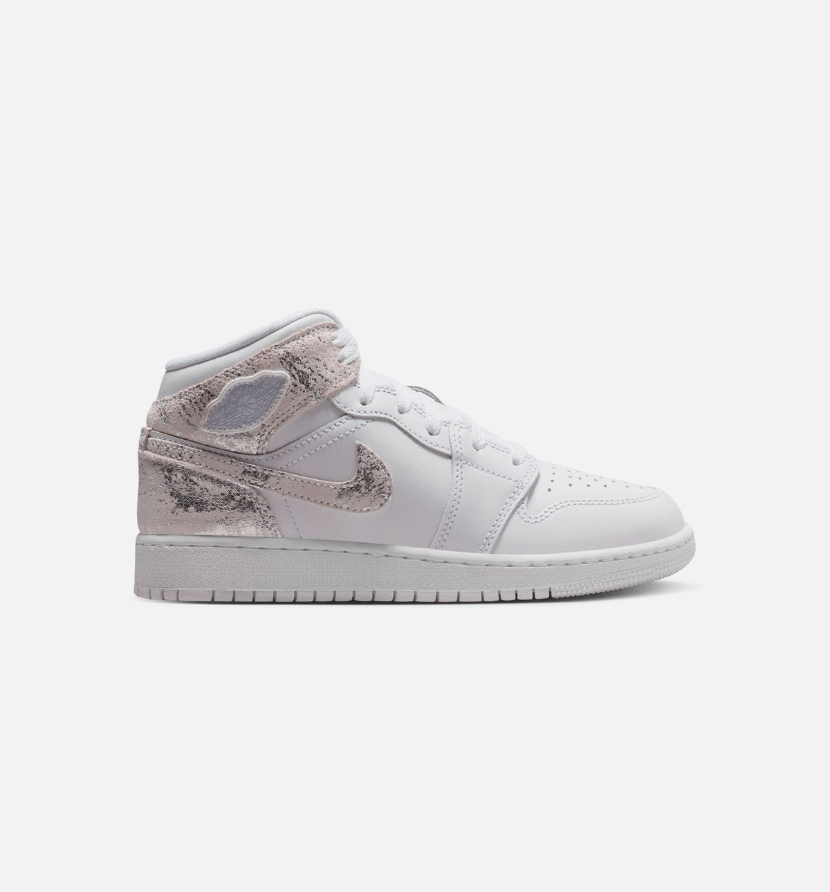 Air Jordan 1 Mid SE Grade School Lifestyle Shoe – White / Field Silver