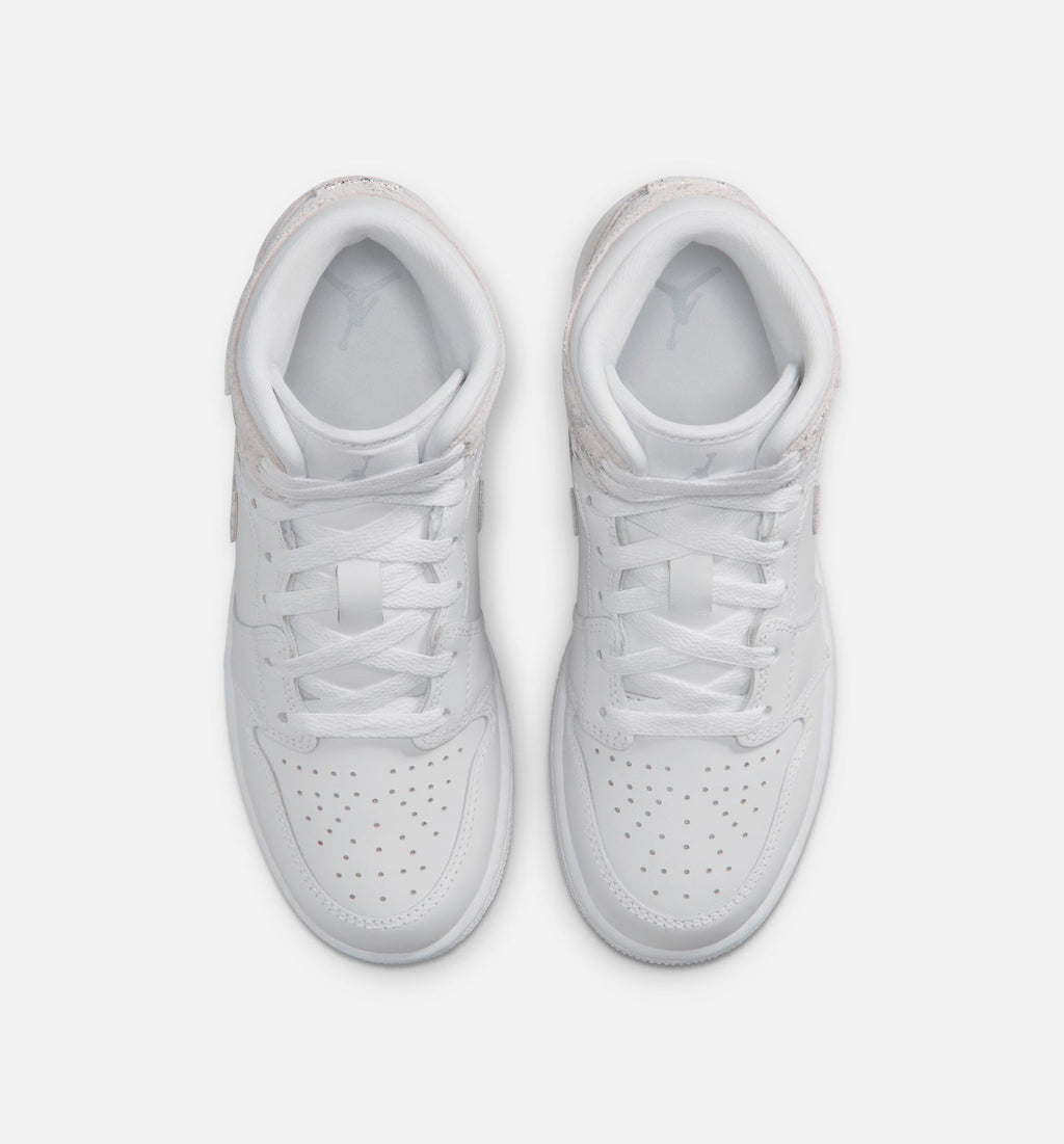 Air Jordan 1 Mid SE Grade School Lifestyle Shoe – White / Field Silver