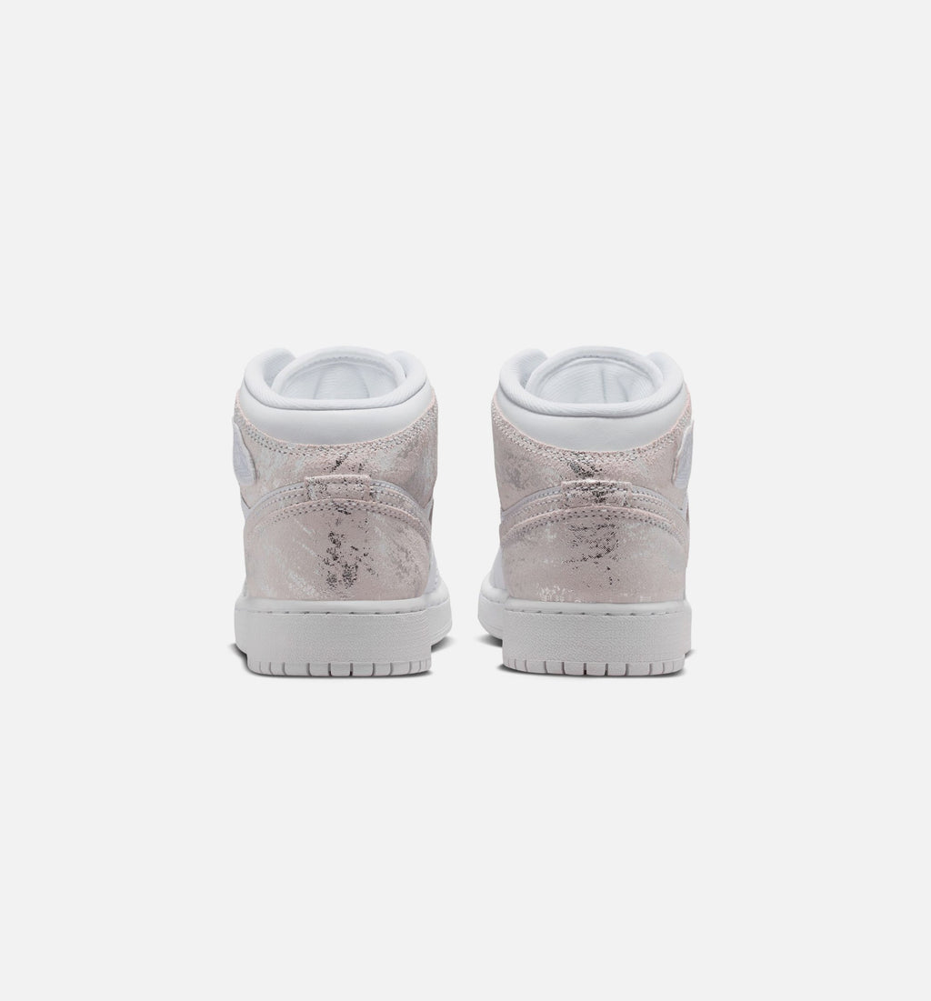 Air Jordan 1 Mid SE Grade School Lifestyle Shoe – White / Field Silver