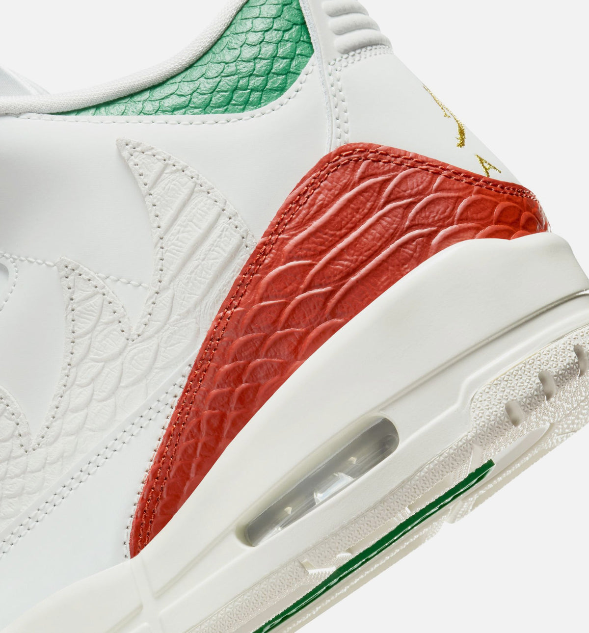 Air Jordan 3 Retro El Vuelo Men's Lifestyle Shoe – Summit White / Pine Green / Dragon Red / Metallic Gold