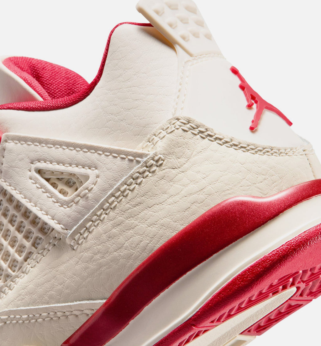 Air Jordan 4 Retro Valentine's Day Preschool Lifestyle Shoe – Pale Ivory / Sierra Red / Tough Red