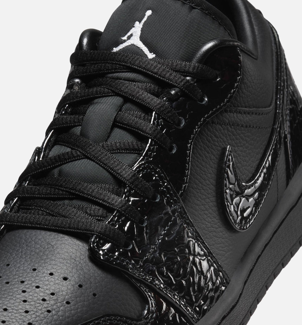 Air Jordan 1 Low Patent Elephant Women's Lifestyle Shoe – Black / White / Metallic Silver