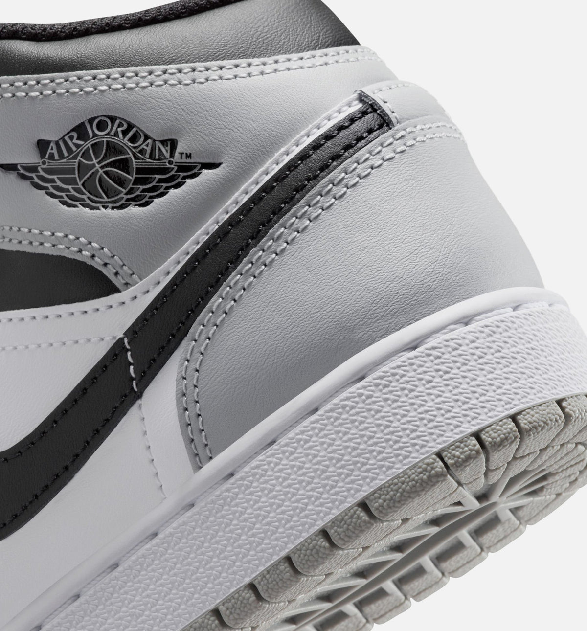 Air Jordan 1 Mid Grade School Lifestyle Shoe – White / Light Smoke Grey / Black