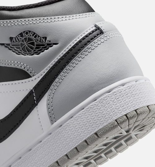 Air Jordan 1 Mid Grade School Lifestyle Shoe – White / Light Smoke Grey / Black