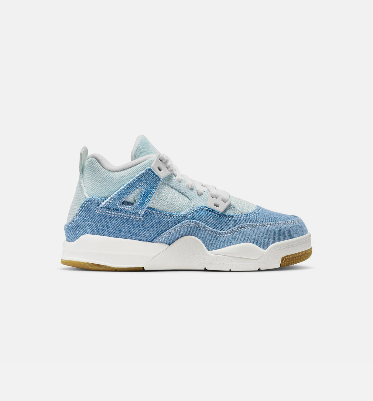 Air Jordan 4 Retro Worn Blue Preschool Lifestyle Shoe – Sail / Worn Blue / Metallic Gold