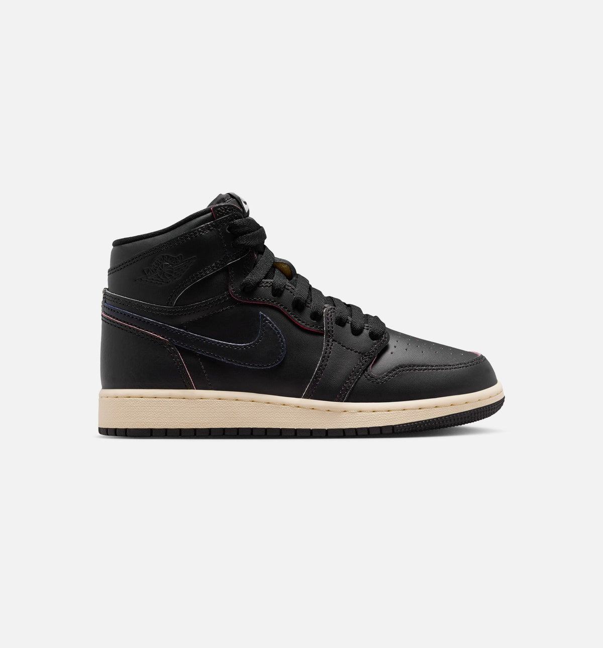 Air Jordan 1 Retro High OG Black and Muslin Grade School Lifestyle Shoe – Black / Muslin