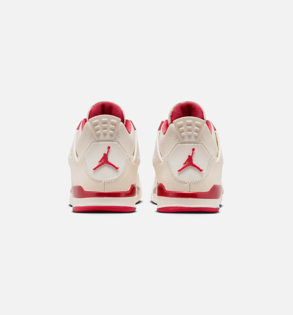 Air Jordan 4 Retro Valentine's Day Preschool Lifestyle Shoe – Pale Ivory / Sierra Red / Tough Red