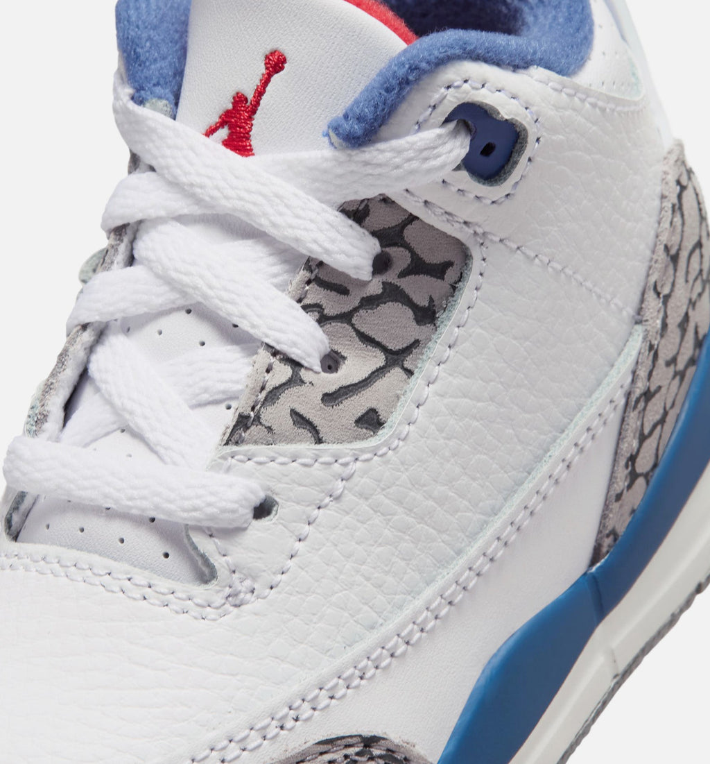 Air Jordan 3 Retro OG True Blue Infant & Toddler Lifestyle Shoe – White / Fire Red / True Blue
