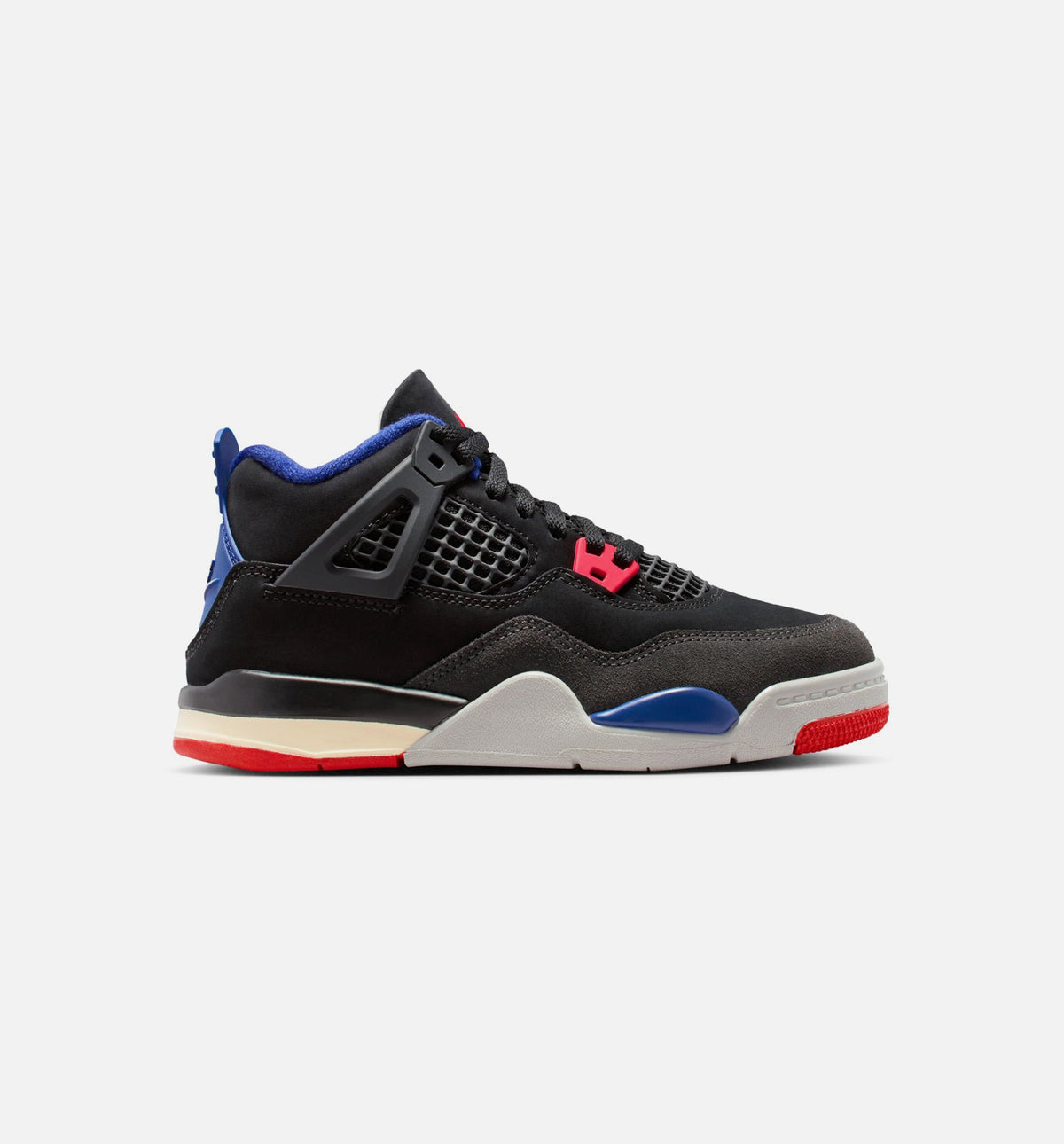 Air Jordan 4 Retro Rare Air Preschool Lifestyle Shoe – Black / Fire Red / Deep Royal Blue