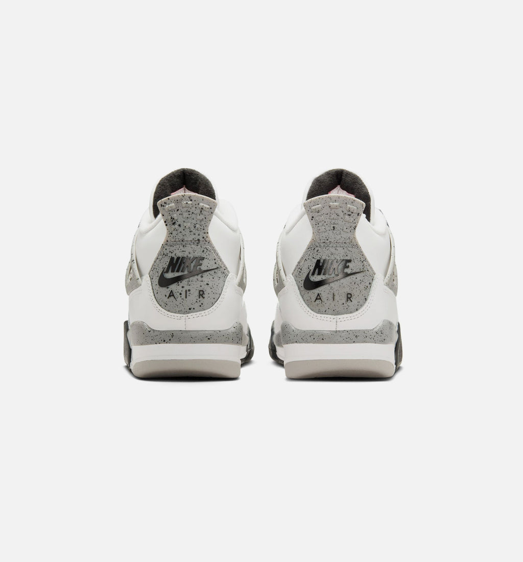 Air Jordan 4 Retro White Cement Grade School Lifestyle Shoe – Summit White / Fire Red / Cement Grey / Black
