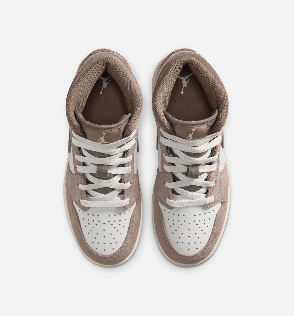 Air Jordan 1 Mid Grade School Lifestyle Shoe – Enigma Stone / Olive Grey / Summit White