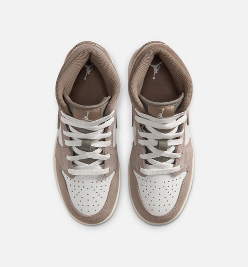 Air Jordan 1 Mid Grade School Lifestyle Shoe – Enigma Stone / Olive Grey / Summit White