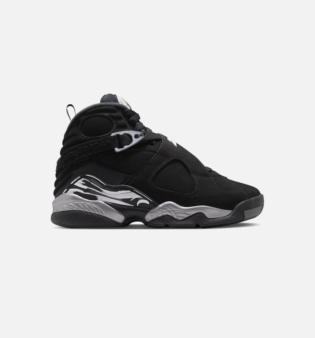 Air Jordan 8 Retro Chrome Black and Light Graphite Grade School Lifestyle Shoe – Black / White / Light Graphite