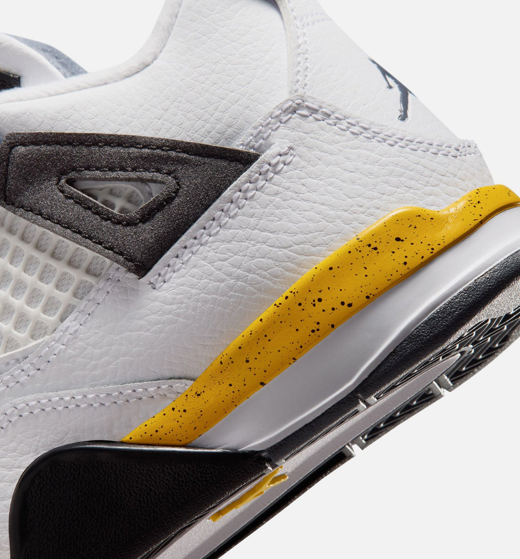 Air Jordan 4 Retro Rare Air Tour Yellow Preschool Lifestyle Shoe – White / Dark Blue Grey / Black / Tour Yellow