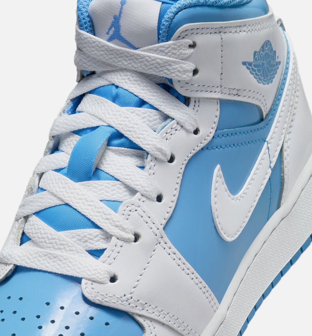 Air Jordan 1 Mid Legend Blue Grade School Lifestyle Shoe – White / Legend Blue