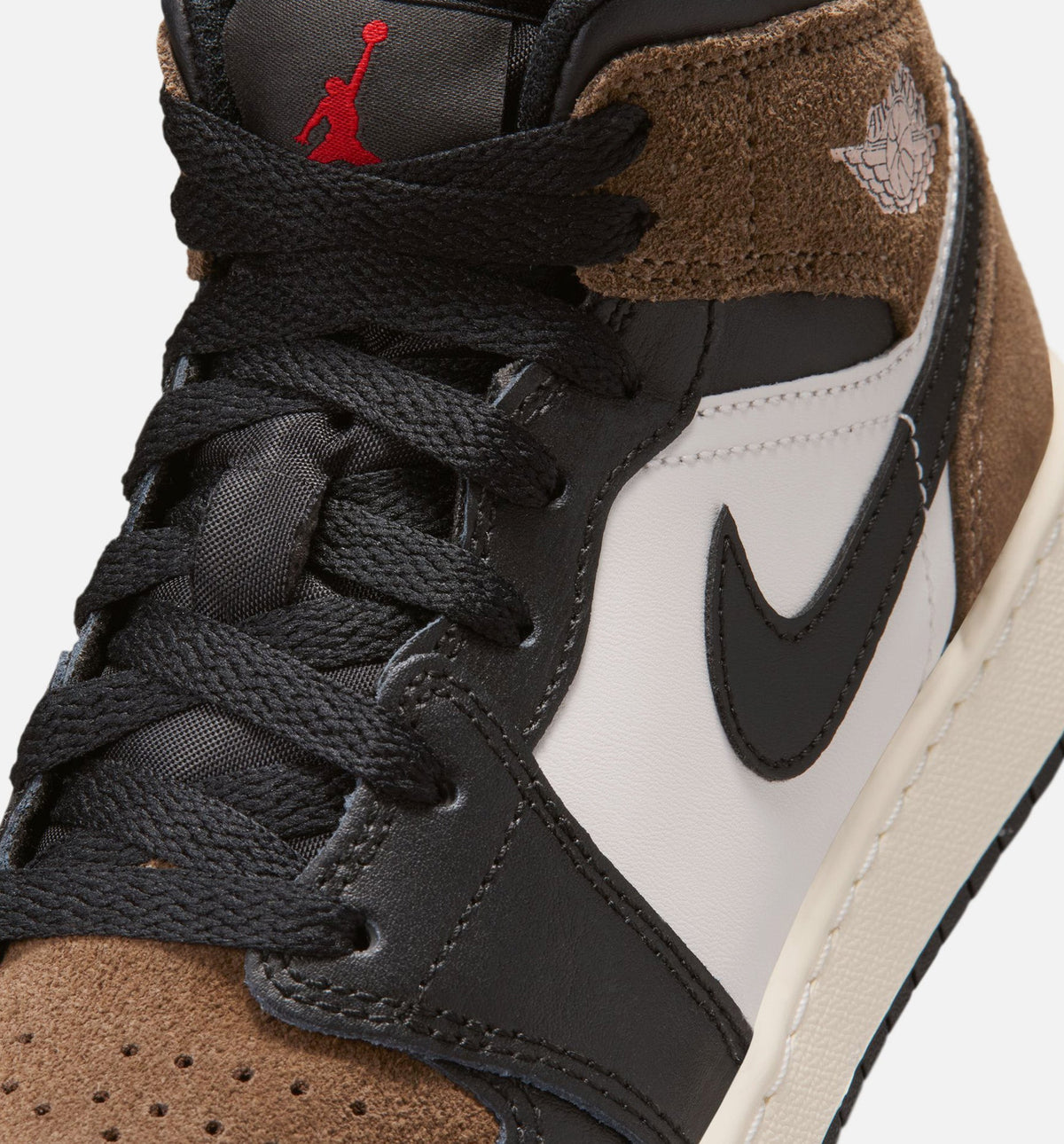 Air Jordan 1 Mid Grade School Lifestyle Shoe – Black / Phantom / Palomino / University Red