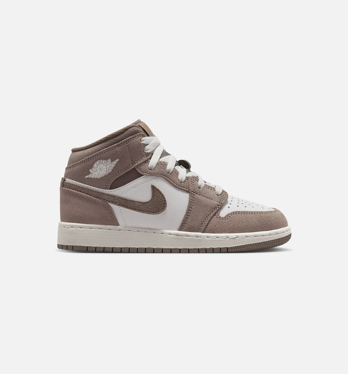 Air Jordan 1 Mid Grade School Lifestyle Shoe – Enigma Stone / Olive Grey / Summit White
