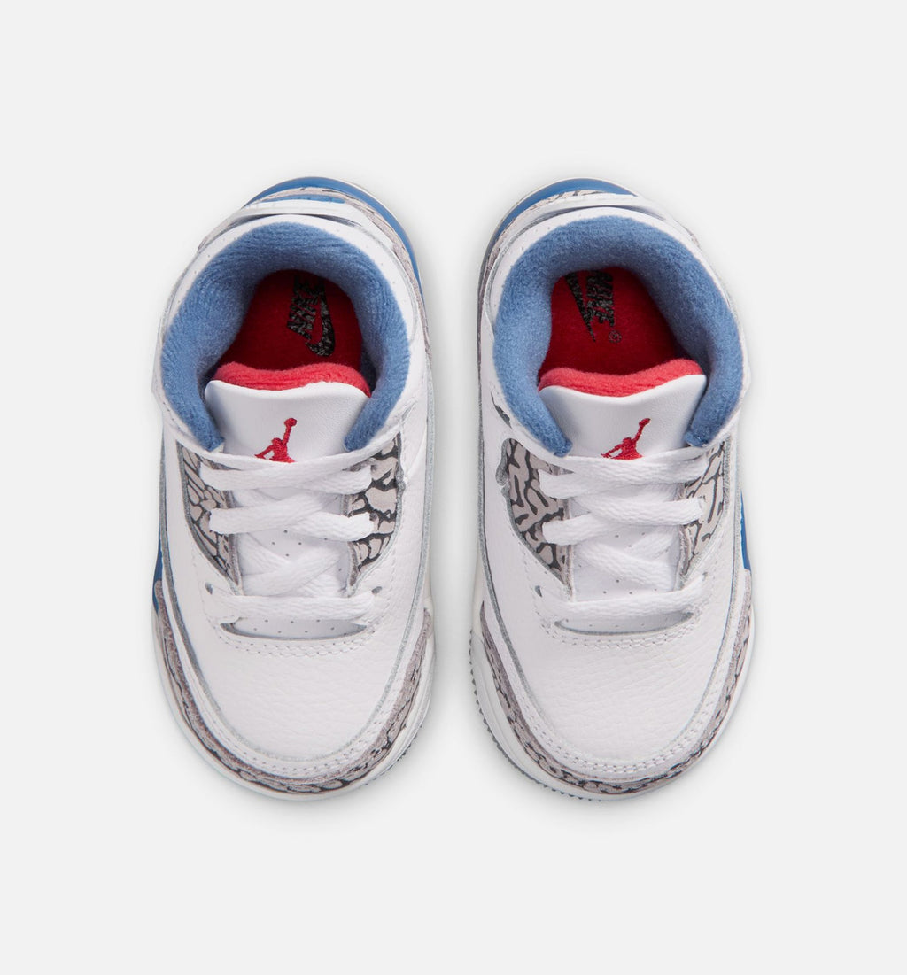 Air Jordan 3 Retro OG True Blue Infant & Toddler Lifestyle Shoe – White / Fire Red / True Blue