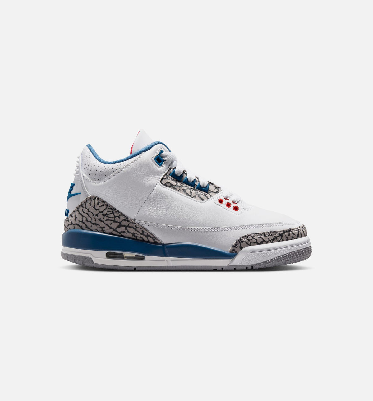 Air Jordan 3 Retro OG True Blue Grade School Lifestyle Shoe – White / Fire Red / True Blue