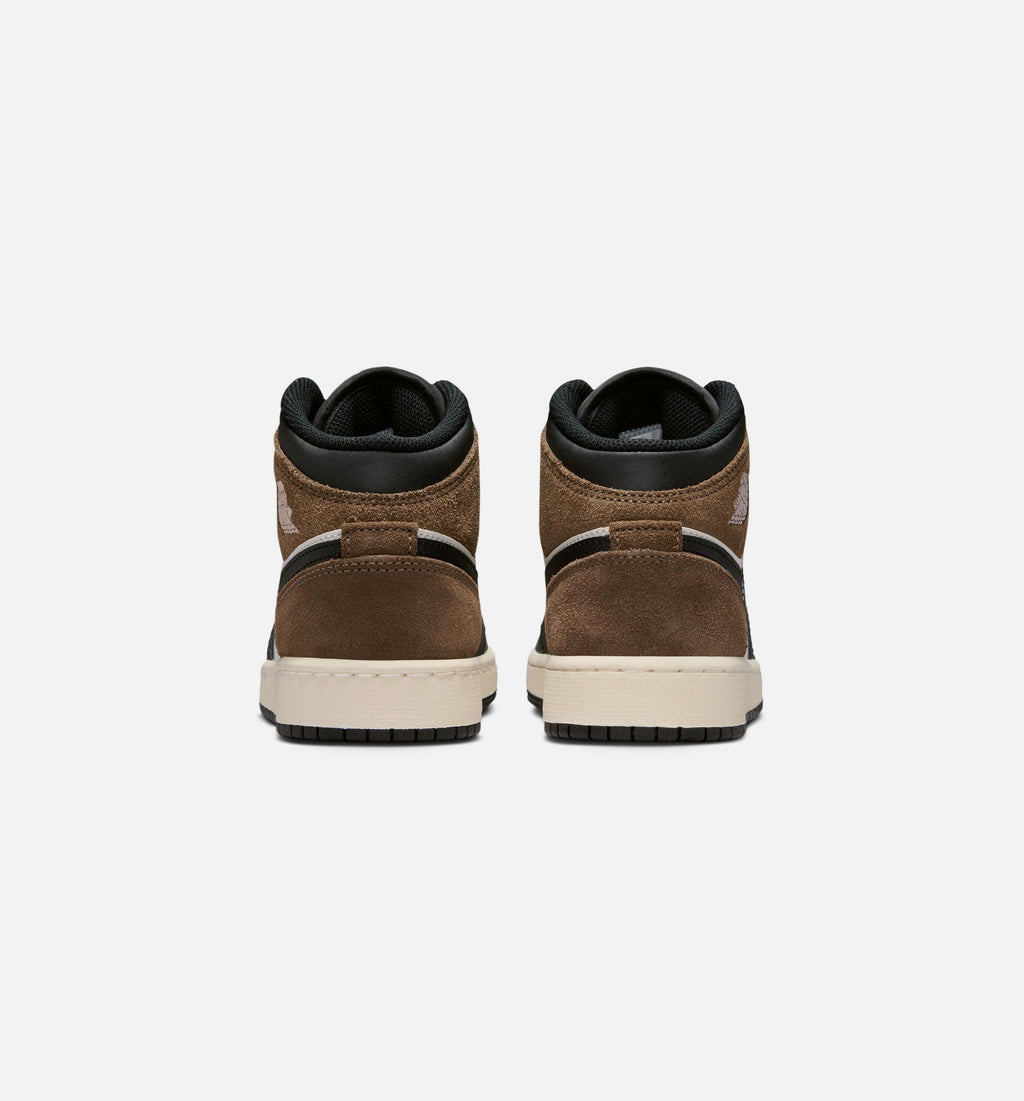 Air Jordan 1 Mid Grade School Lifestyle Shoe – Black / Phantom / Palomino / University Red
