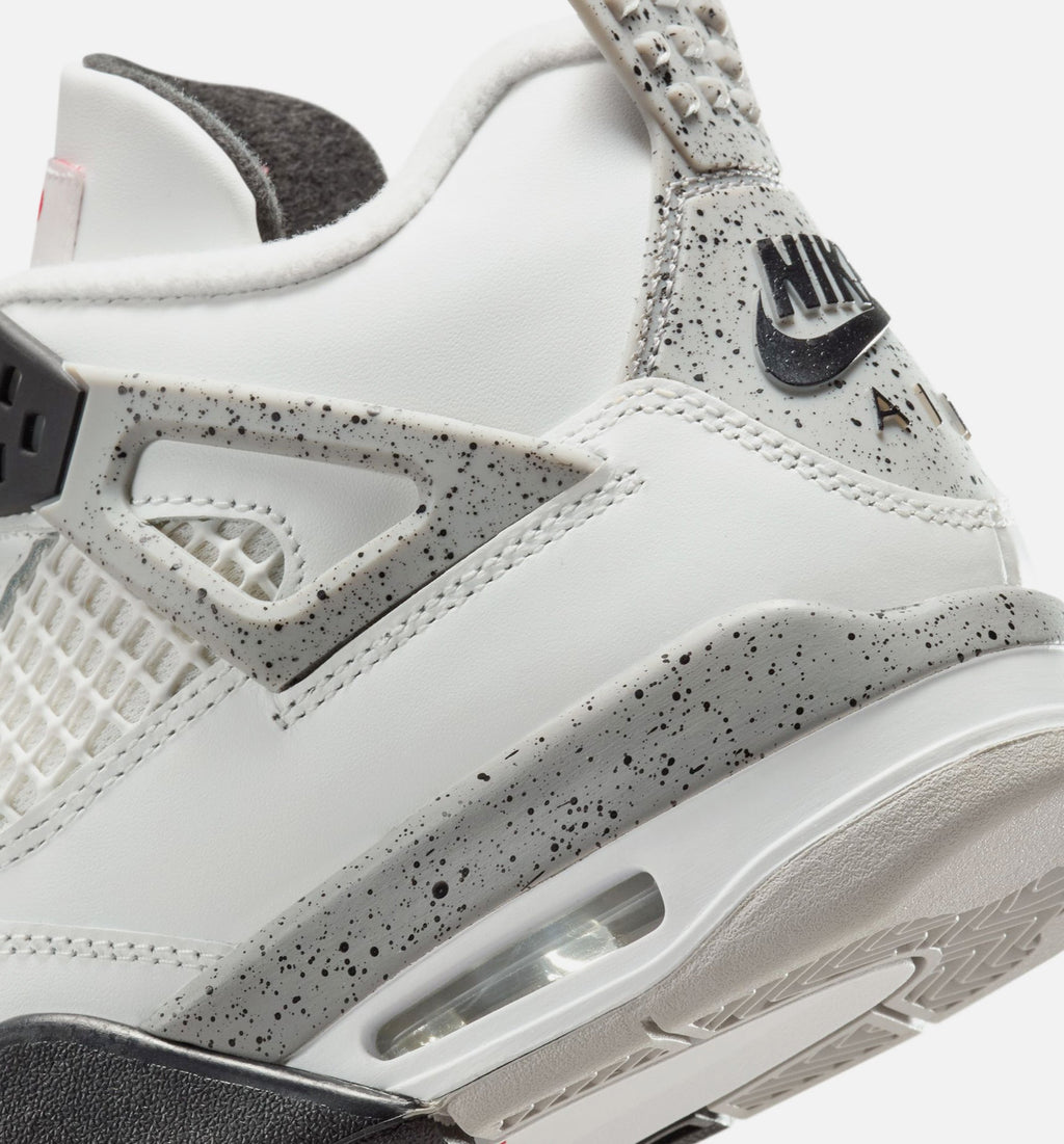 Air Jordan 4 Retro White Cement Grade School Lifestyle Shoe – Summit White / Fire Red / Cement Grey / Black