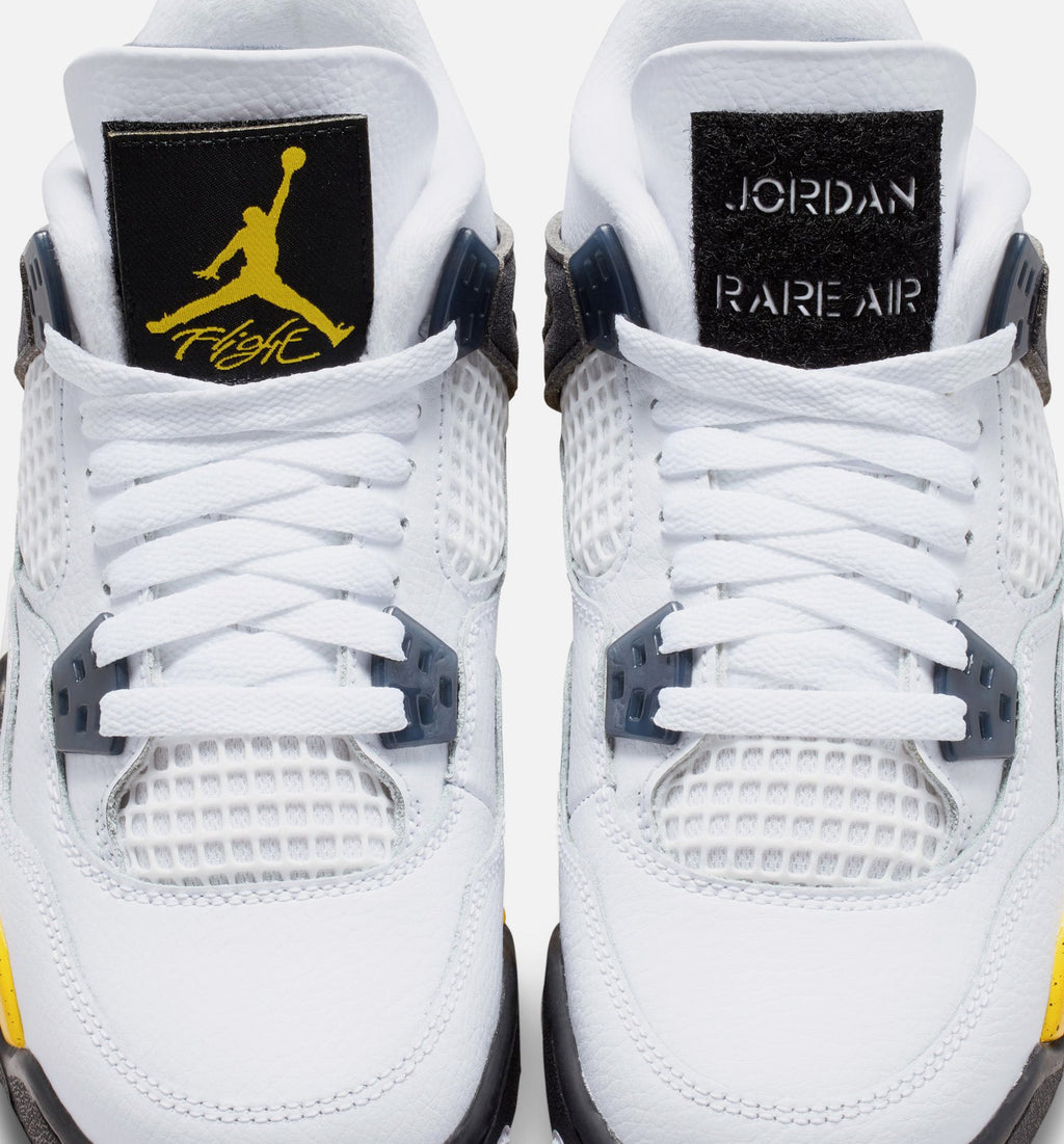 Air Jordan 4 Retro Rare Air Tour Yellow Grade School Lifestyle Shoe – White / Dark Blue Grey / Black / Tour Yellow