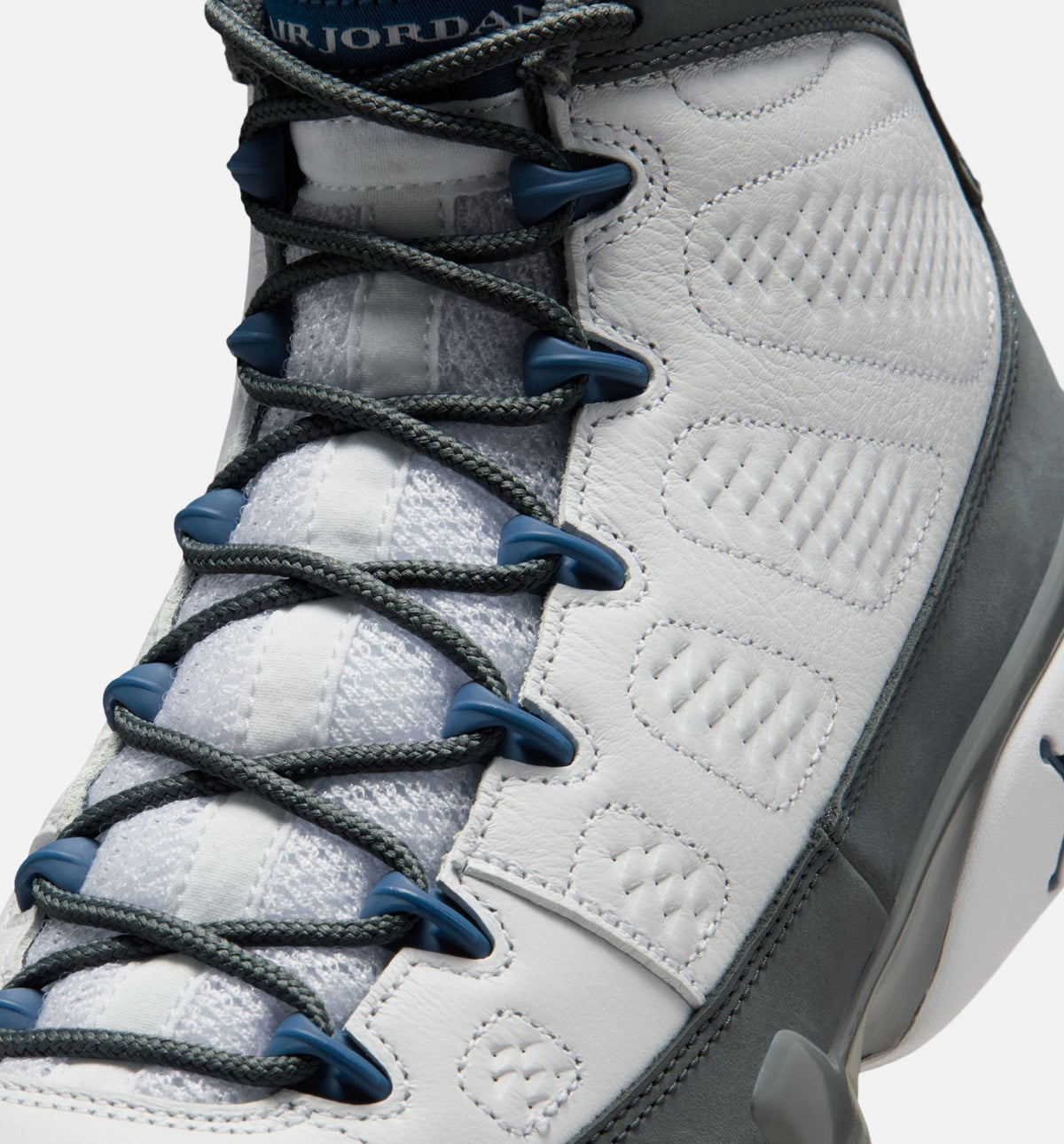 Air Jordan 9 Retro Flint Grey and French Blue Men's Lifestyle Shoe – White / French Blue / Flint Grey