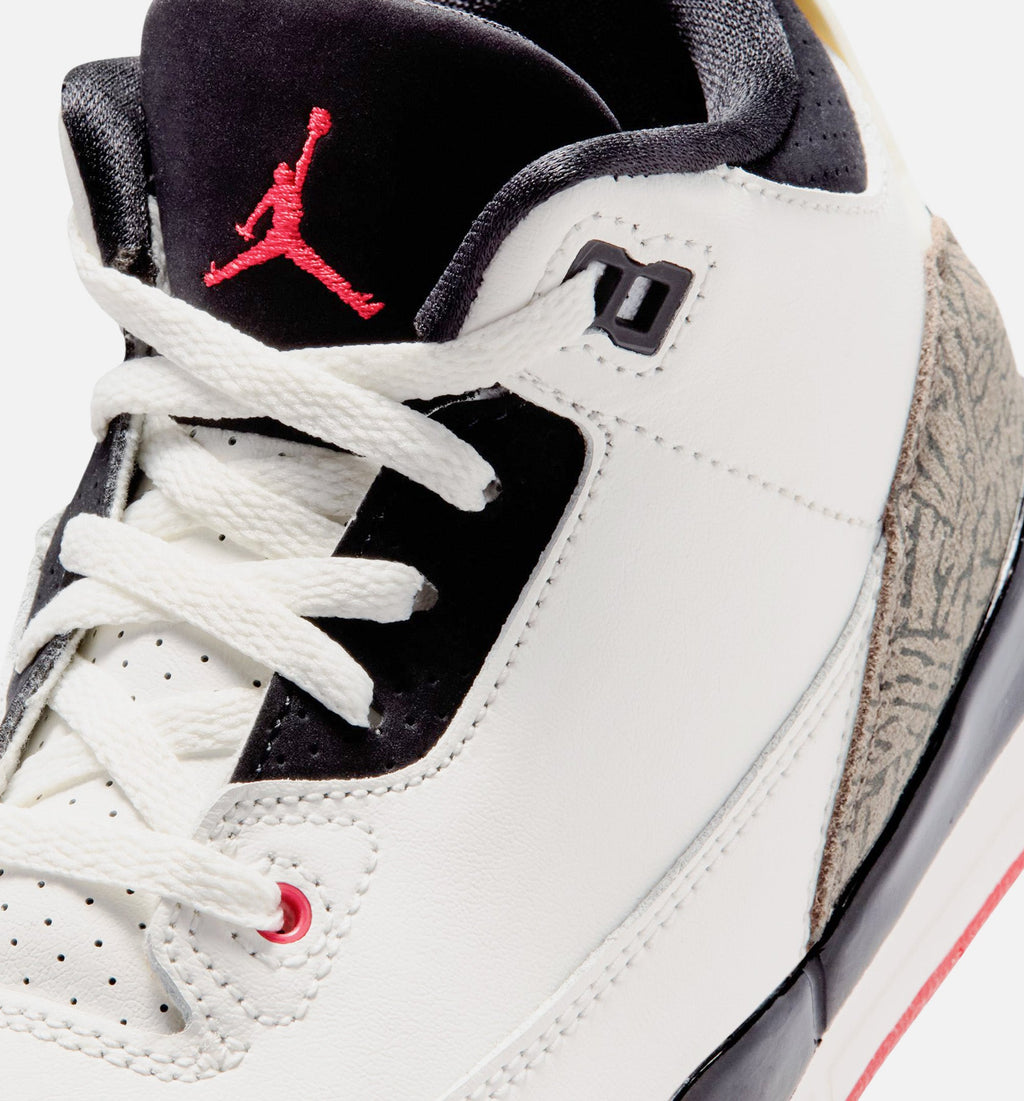 Air Jordan 3 Retro Sail and University Red Preschool Lifestyle Shoe – Sail / Black / University Red / Pale Ivory