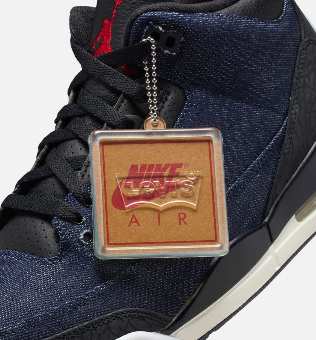 Air Jordan 3 x Levi's Indigo and Gym Red Men's Lifestyle Shoe – Denim / Black / Sail