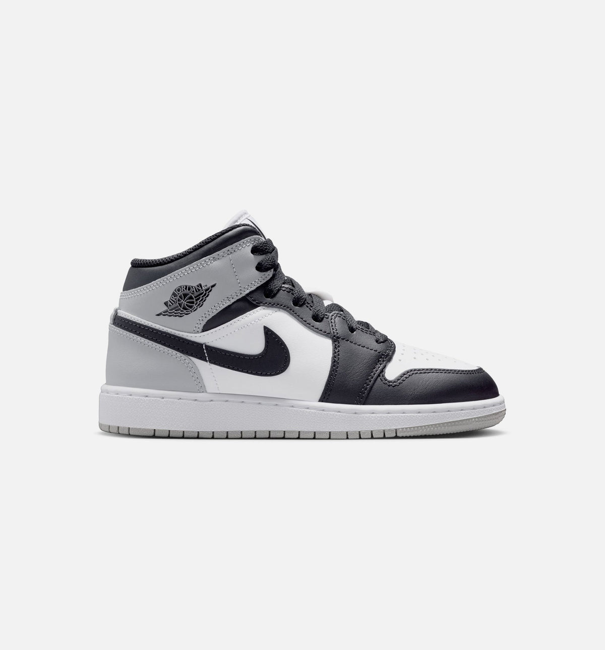 Air Jordan 1 Mid Grade School Lifestyle Shoe – White / Light Smoke Grey / Black