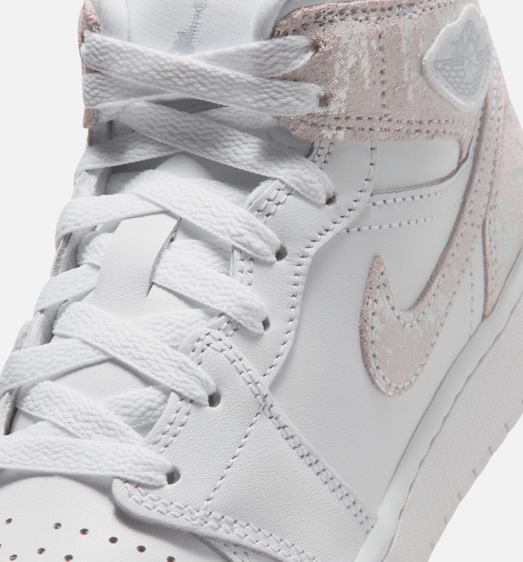 Air Jordan 1 Mid SE Grade School Lifestyle Shoe – White / Field Silver