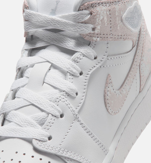 Air Jordan 1 Mid SE Grade School Lifestyle Shoe – White / Field Silver