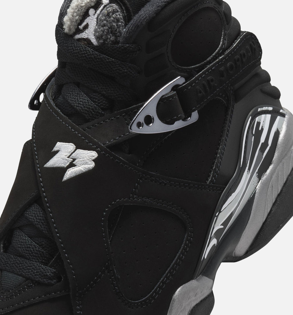 Air Jordan 8 Retro Chrome Black and Light Graphite Grade School Lifestyle Shoe – Black / White / Light Graphite