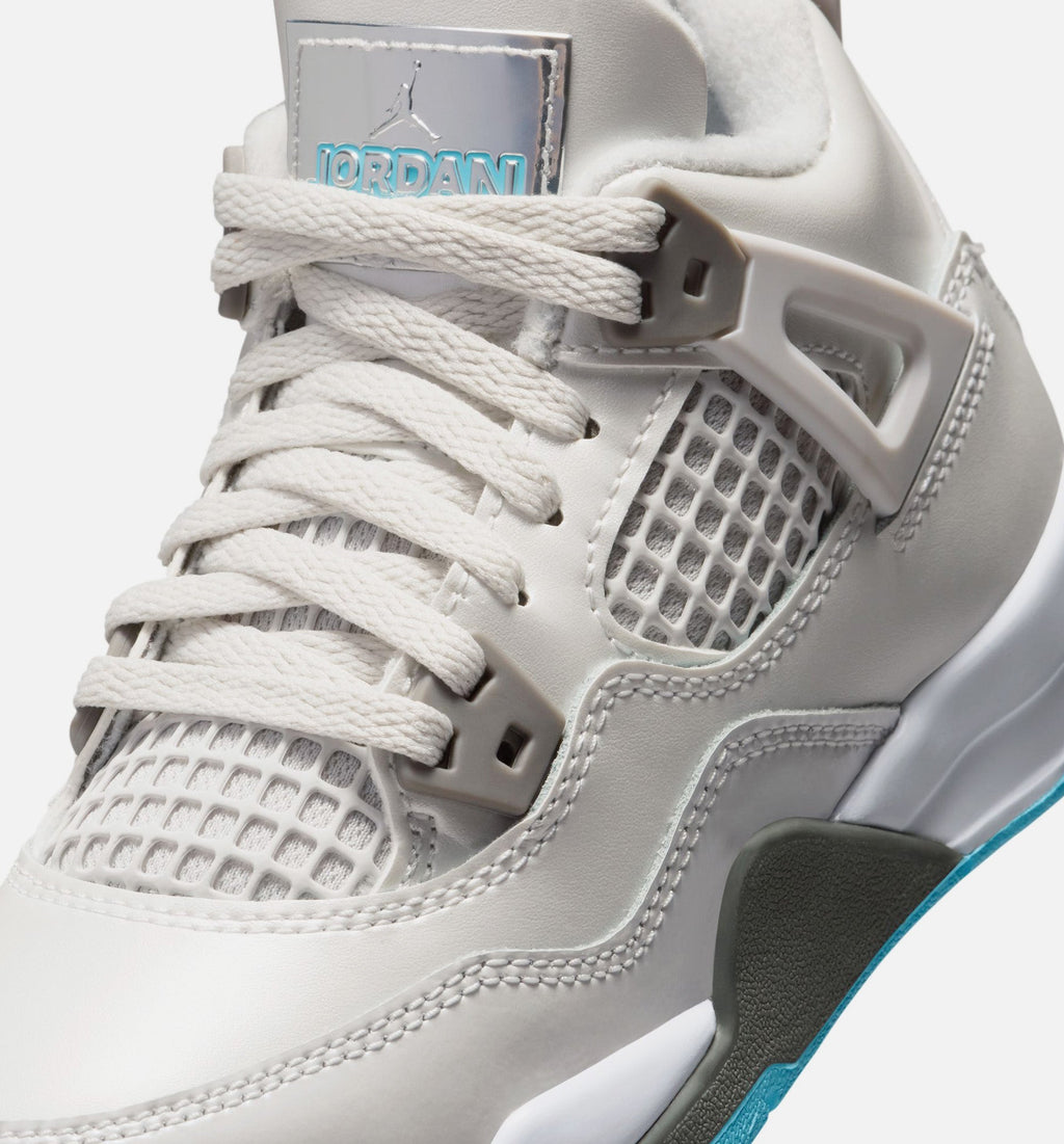 Air Jordan 4 Retro Blue Chill Preschool Lifestyle Shoe – Photon Dust / Blue Chill / Flat Pewter / White / Blue Tint