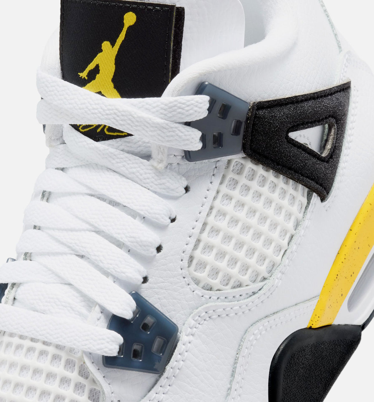 Air Jordan 4 Retro Rare Air Tour Yellow Grade School Lifestyle Shoe – White / Dark Blue Grey / Black / Tour Yellow