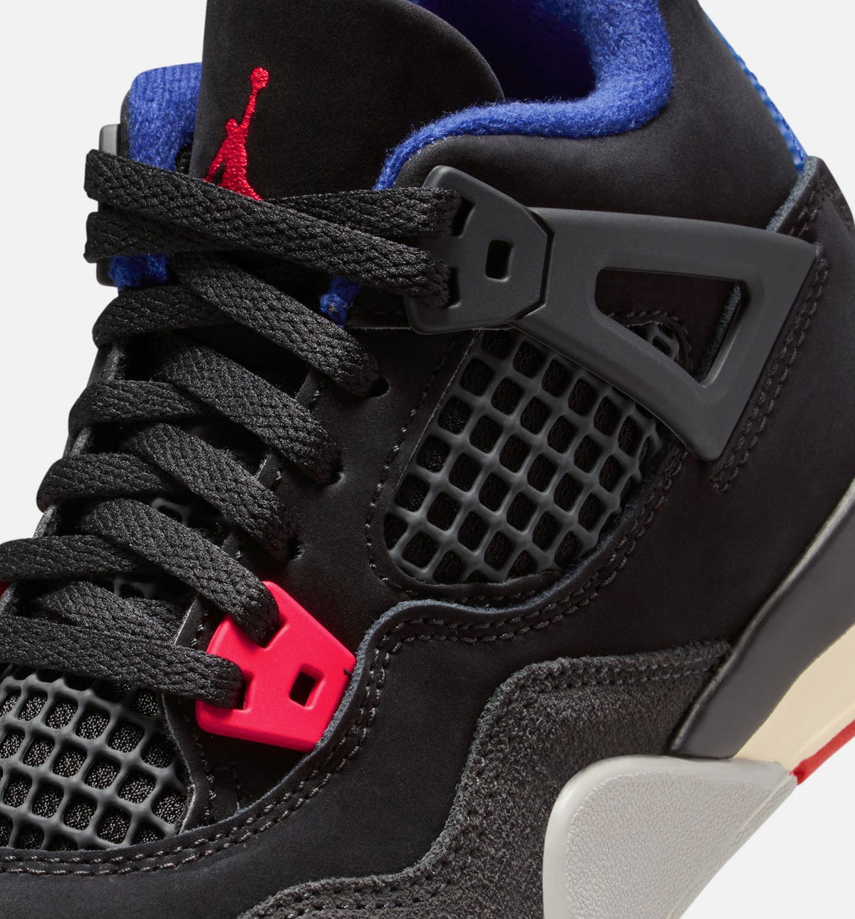 Air Jordan 4 Retro Rare Air Preschool Lifestyle Shoe – Black / Fire Red / Deep Royal Blue