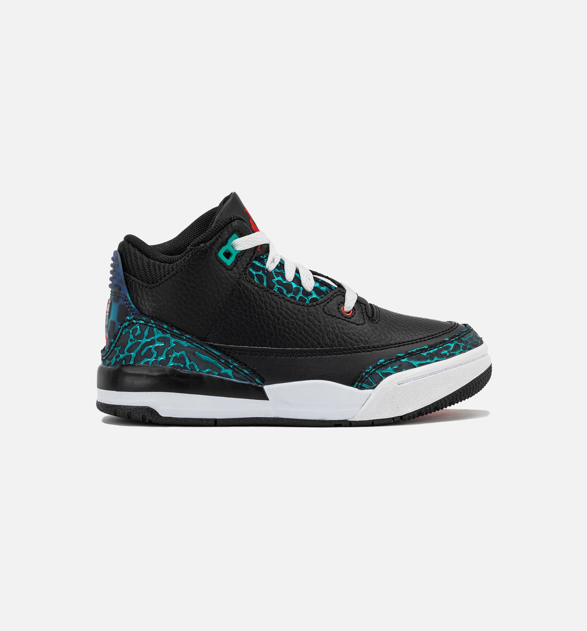Air Jordan 3 Retro Black and Hyper Jade Preschool Lifestyle Shoe – Black / Siren Red / Hyper Jade / White