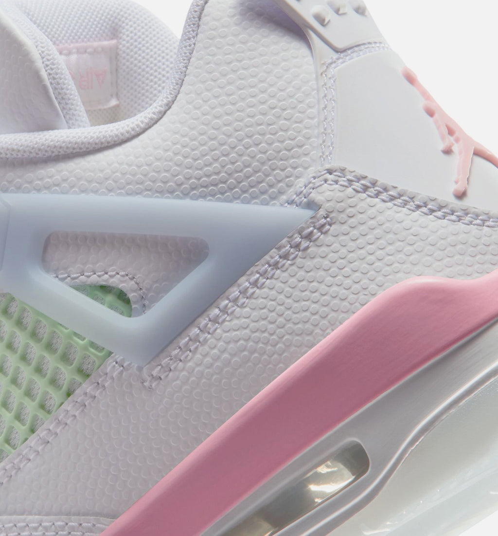 Air Jordan 4 Retro Medium Soft Pink Grade School Lifestyle Shoe – White / Medium Soft Pink / Half Blue