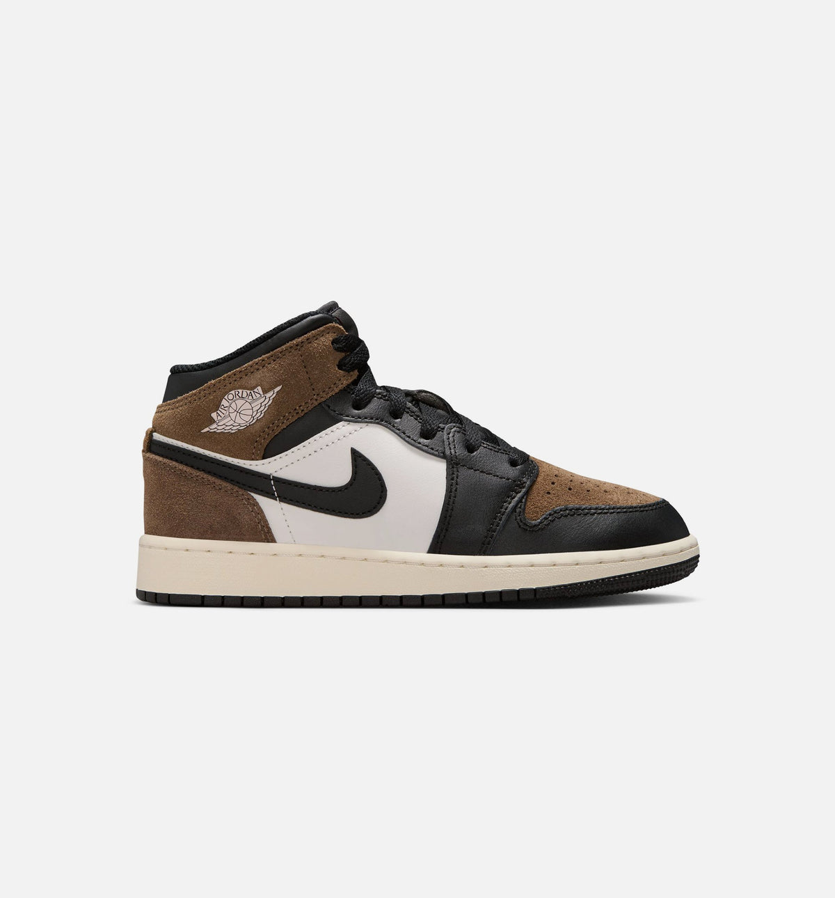 Air Jordan 1 Mid Grade School Lifestyle Shoe – Black / Phantom / Palomino / University Red