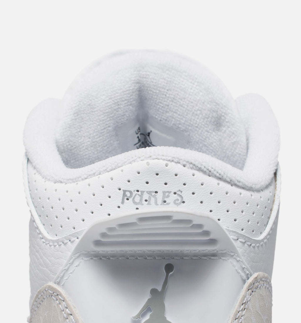 Air Jordan 3 Retro White and Silver Preschool Lifestyle Shoe – White / Metallic Silver