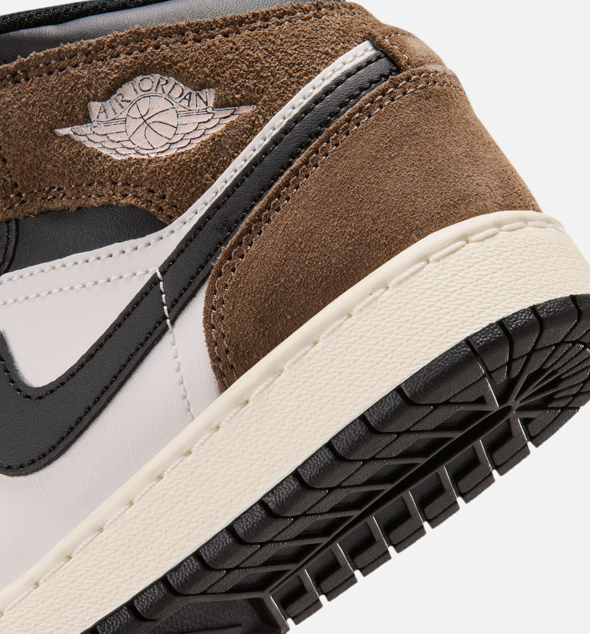 Air Jordan 1 Mid Grade School Lifestyle Shoe – Black / Phantom / Palomino / University Red