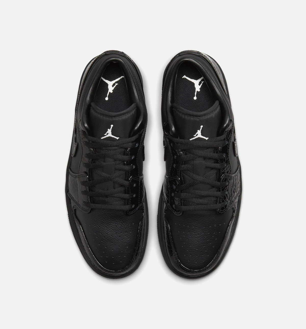 Air Jordan 1 Low Patent Elephant Women's Lifestyle Shoe – Black / White / Metallic Silver